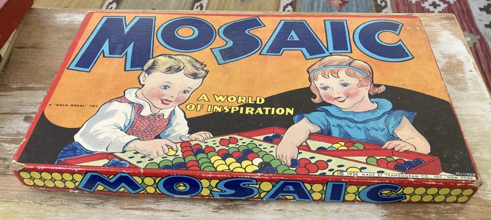 Vintage children's art activity game Transogram Mosaic bead pictures 1936 - Image 3 of 4