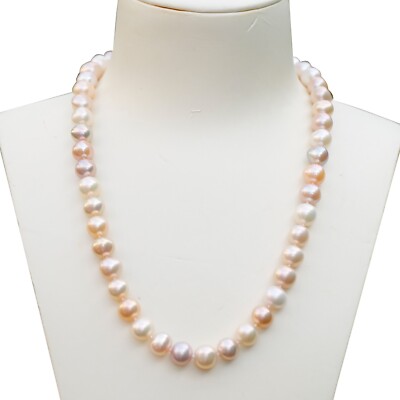9.5~10.5mm natural candy color high luster Freshwater pearl necklace 48cm #365