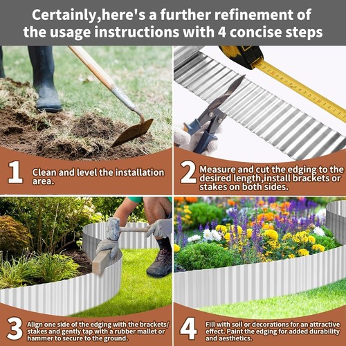 Corrugated Metal Garden Edging, Landscape Edging Border, 6"×40Ft SILVER - Picture 5 of 6