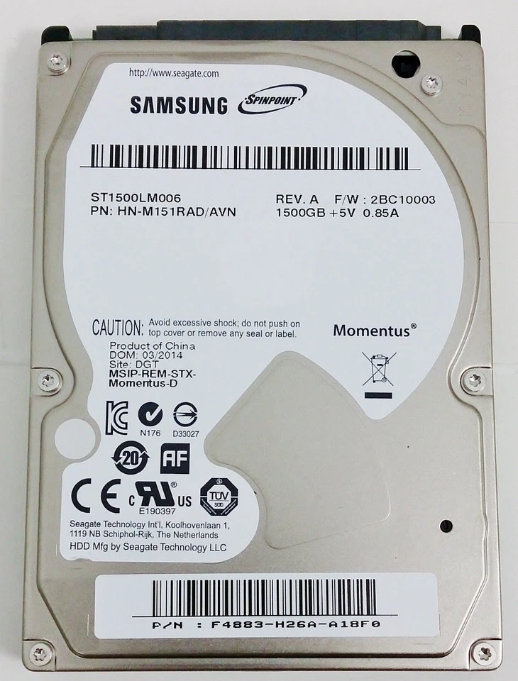Samsung/Seagate 1.5TB ST1500LM006 SATA3 2.5" 32MB 6Gb/s 1500GB Laptop Hard Drive - Image 2 of 3
