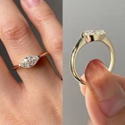1CT Marquise Moissanite East West Setting Half Bezel Solitaire Ring 925 Silver