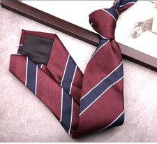 New Classic Striped Red Blue JACQUARD WOVEN 100 Silk Men's Necktie Tie
