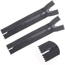 YaHoGa 2PCS 10 Inch #5 Close End Plastic Zippers Bulk Black Molded Resin Zipp...