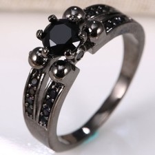 Black Sapphire Gemstone Size 6 Silver Ring
