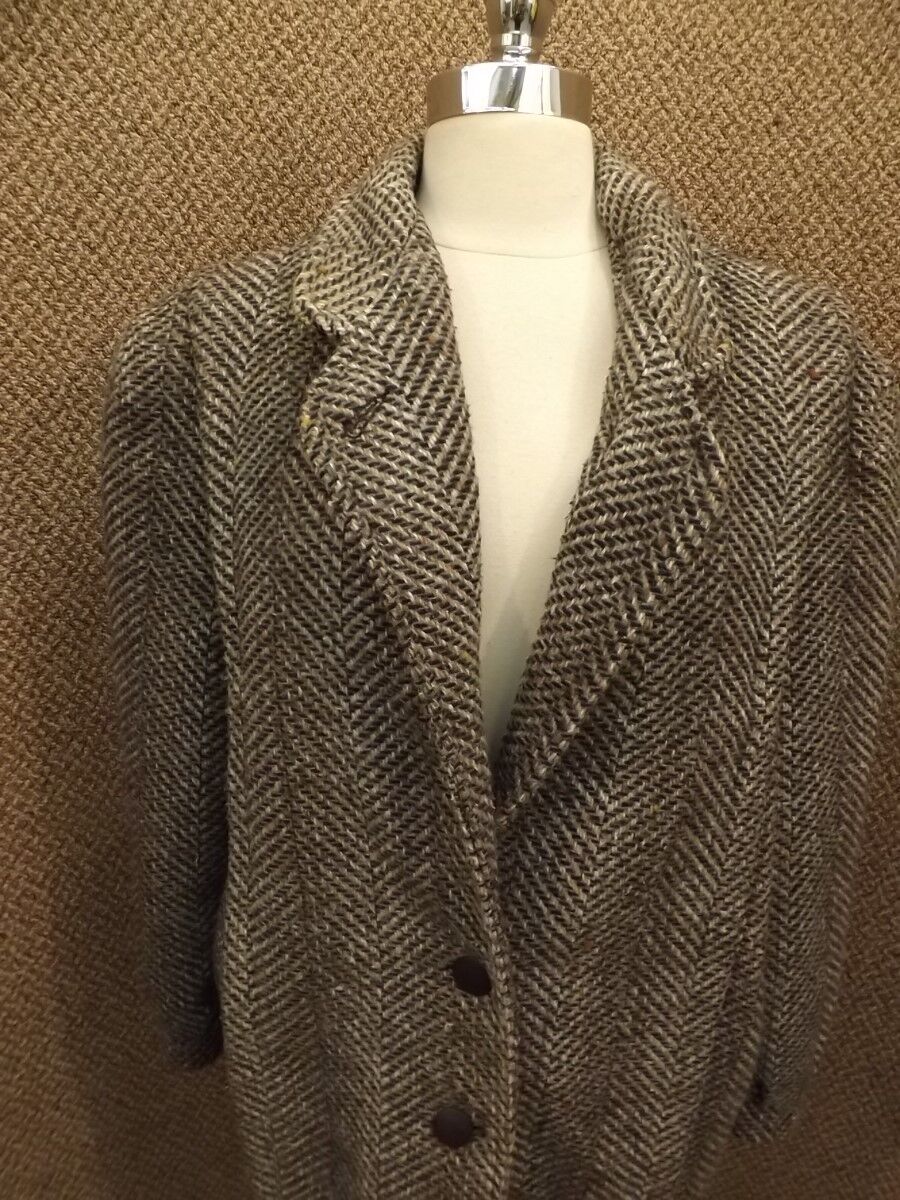 Vtg Learsi Wool Herringbone Tweed Short Length Coat Sz 13 Career