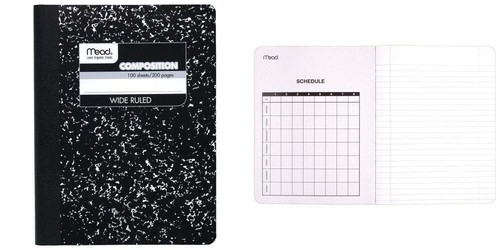 Mead Komposition Notizbuch, Komp Buch, breites liniertes Papier, 100 Blatt, 9-3/4"...