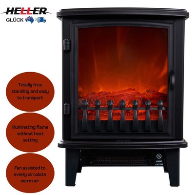 Electric Flame Effect Fire Fireplace Heater Freestanding 1800W