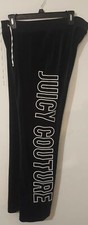 Juicy Couture Spellout Black Velour Track Pants Drawstring Waist Size L