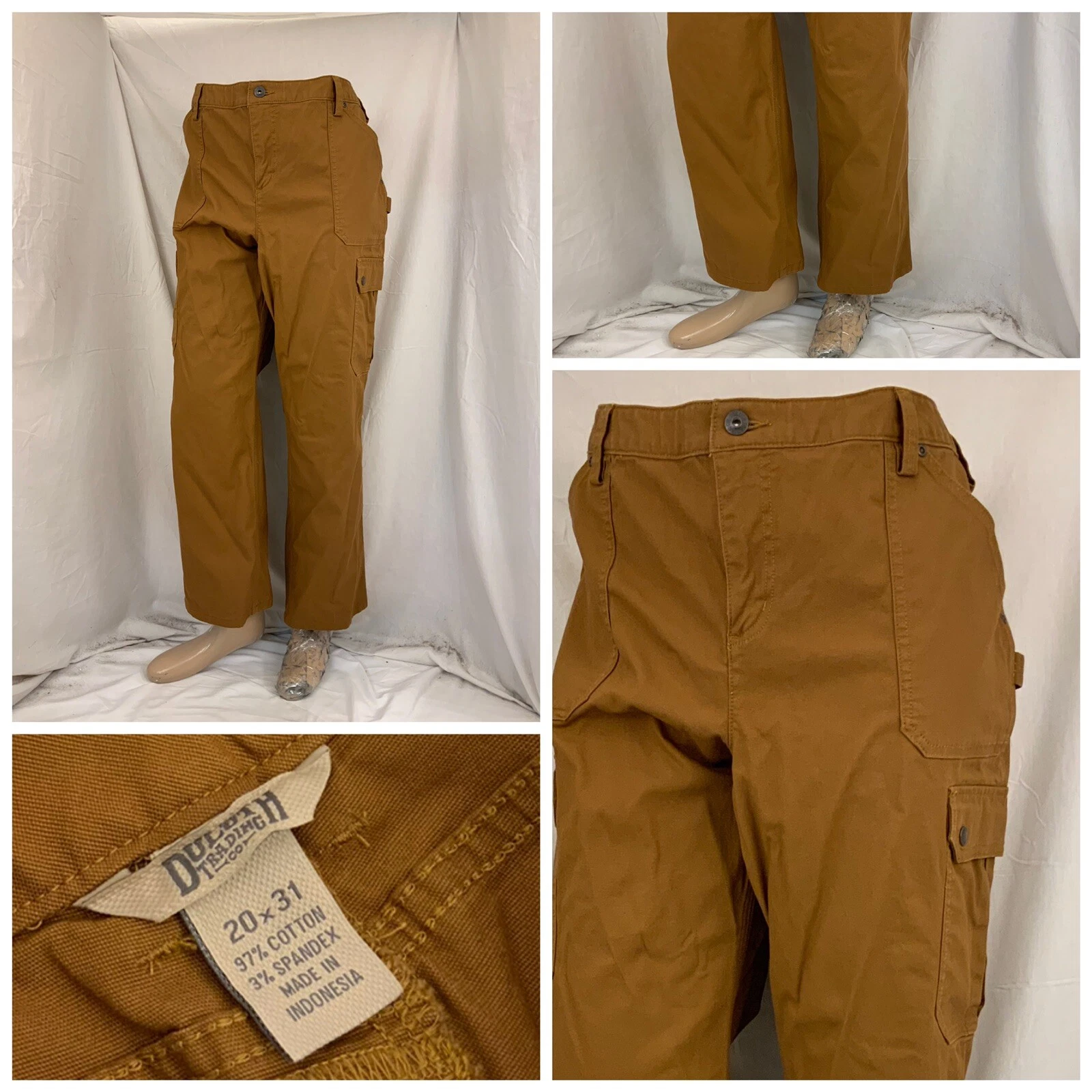 Duluth Trading Pants 40x30 Brown Cargo Flat Front Straight Cotton New YGI P2-417