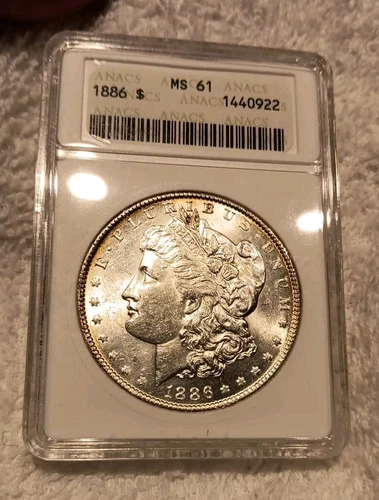 1886 $1 Morgan Silver Dollar MS-61 Old White ANACS Holder
