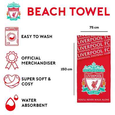 Liverpool FC Handtuch Fußball Strand Schwimmbad Badetuch 150 cm x 75 cm