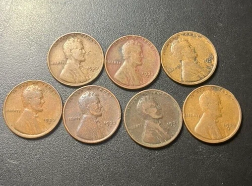 (Lot of 7) 1933-D Lincoln Wheat Cent Pennies (F-XF) - Old U.S. Coins