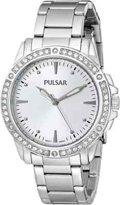 #ad Pulsar PH8091 Women#x27;s Quartz Silver Dial Stainless Steel Silver Tone Dress Watch $50.00