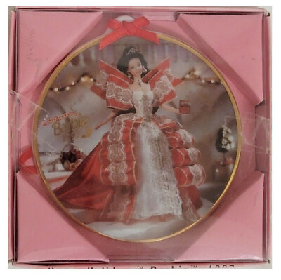 Enesco Barbie 1997 Happy Holidays Barbie Porcelain Ornament NEW $6Ship