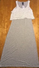 Chelsea & Theodore Women's Gray & White Striped Sleeveless Maxi Dress Medium