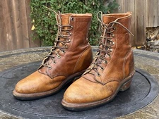Vintage Chippewa Leather Roper Cowboy Packer Boots Men 8 EE