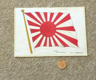 Antique Silk BDV Cigarettes Cigarette Card with Old Japan Man of War Flag