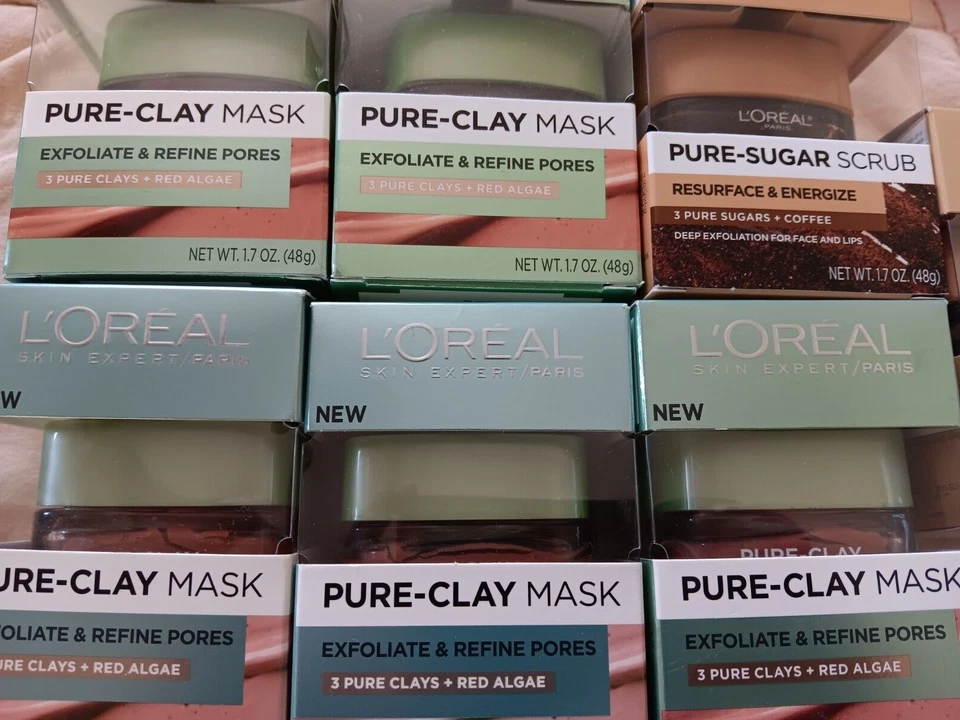 L'Oreal Paris Pure Sugar Scrub Resurface Energize Coffee Clay Red Algae Mask Lot - Image 2 of 3