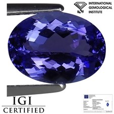 1.65 Ct IGI Certified AA Natural Tanzanite Gemstone Blue Violet Oval Cut