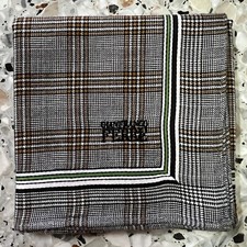 MAN HOUNDSTOOTH BEIGE BLACK HANKY CLASSIC COTTON VTG POCKET ART SQUARE 18" GF1