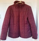 Ann Taylor Cranberry Colored Mock Turtleneck Ski Jacket Quilted Barn Coat SZ Med — photo 2