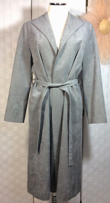 VINTAGE ULTRASUEDE Brand Fabric Gray Modern Belted Lined Jacket