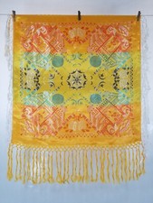 Vintage gorgeous WWll Taj Mahal Silk satin Piano Shawl 1940s scarf 84x82cm