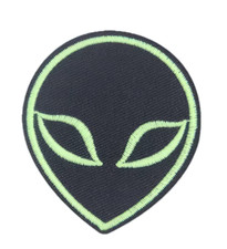 GLOW IN THE DARK - ALIEN - EMBROIDERED IRON-ON/SEW-ON PATCHES
