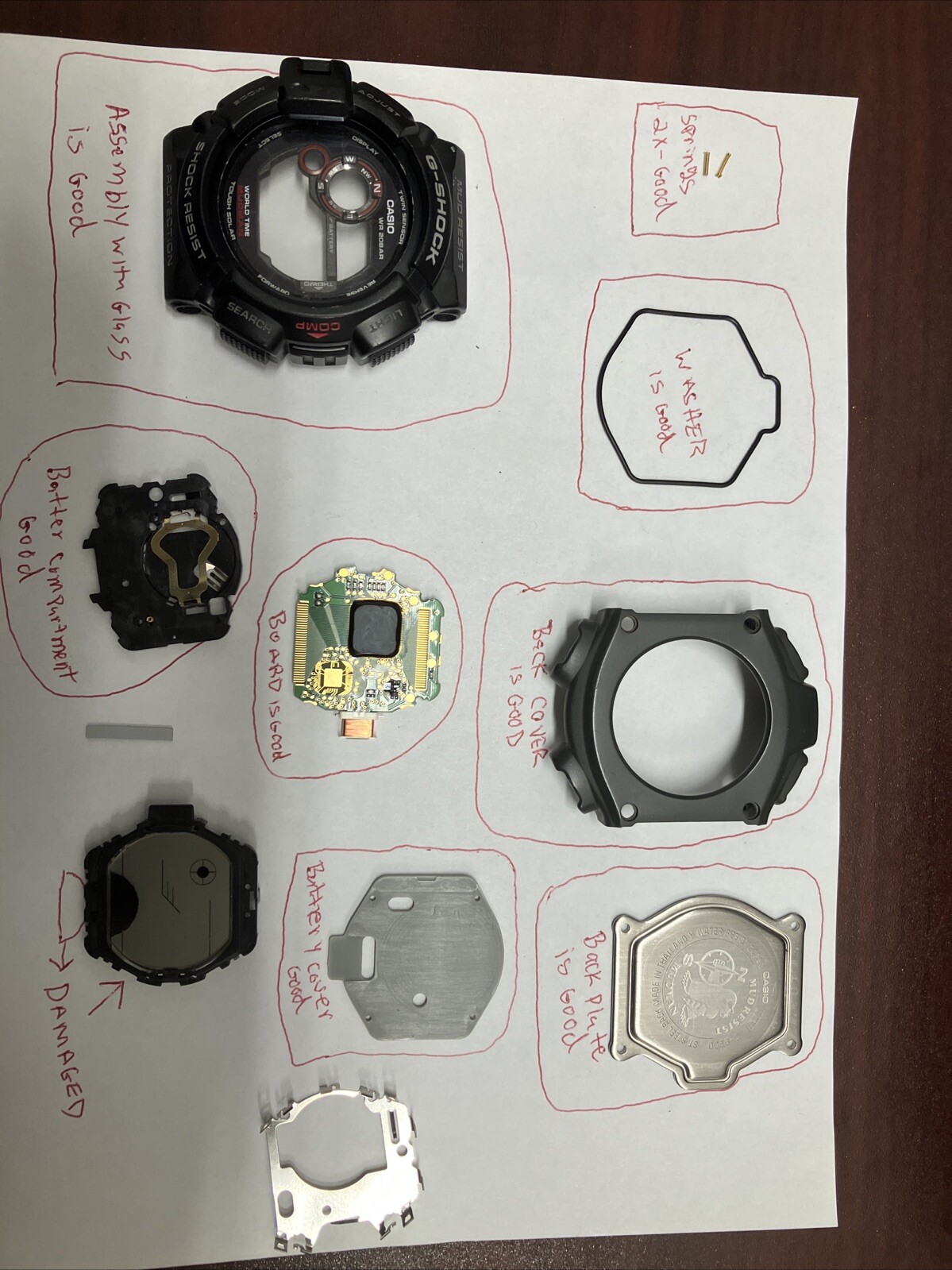 Casio 3261 G-SHOCK GW-9300- MUDMAN WR 20BAR Black Solar (For Parts/Fix)