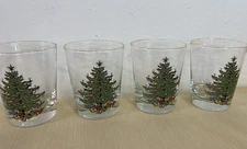 4 Vintage Cuthbertson Christmas Tree Whiskey Glasses By Crafted In England