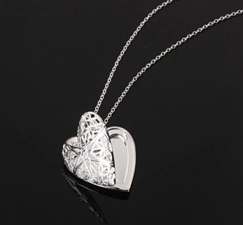 Collana E Ciondolo Prezioso Con Relicario A Cuore In Argento E Filigrana - Immagine 4 di 4