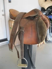 Vintage Johs. Stübben Krefeld Leather Saddle with Weaver Western Stirrups Straps