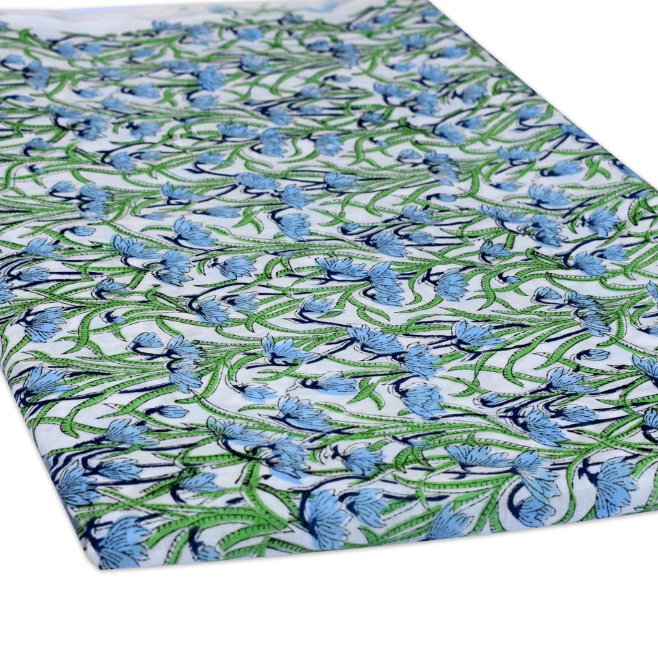 10 Yard Indian Hand Block Printed Cotton Fabric Voile Dressmaking Material G1F - Image 4 of 4
