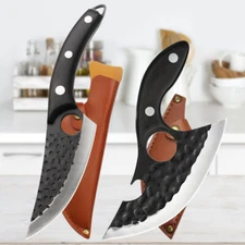 Professional Kitchen Butcher Chef's Knife Meat Cleavers Boning Knives w/Sheath