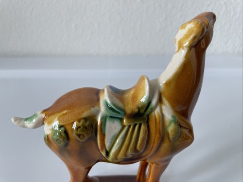 Chinese Sancai Glazed Tang Dynasty Style War Horse Flambe Drip Glaze Figurine 5" - Picture 6 of 10