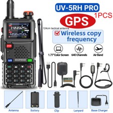 5RH GPS WALKIE TALKIE MULTI BAND RECHARGEABLE TWO WAY RADIO 124CM SQUARE MIC KIT