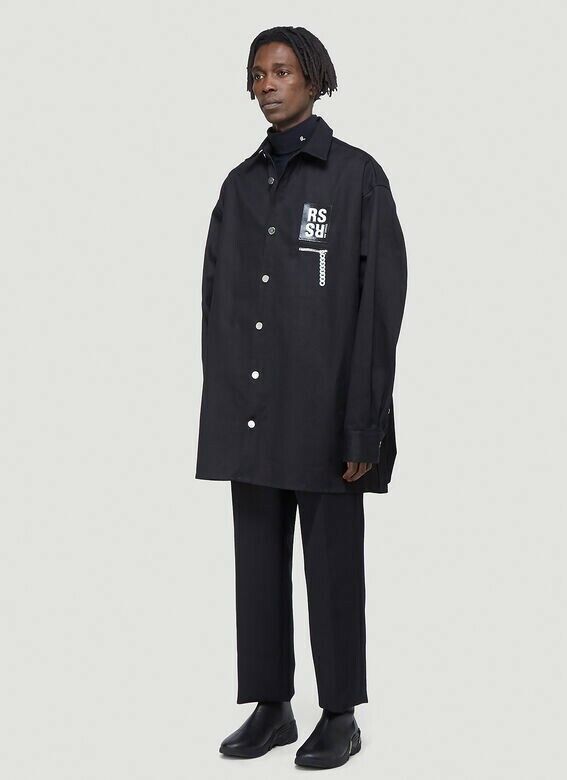 Raf Simons Oversized Denim Button Shirt Patch LARGE Black | eBay Raf Simons Oversized Denim Button Shirt Patch LARGE Black | eBay