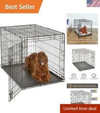 42-Inch Crate for Large Breeds, 71-90 lbs, Single Door Folding Dog Crate, Lea...