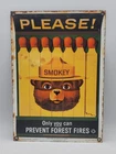 Vintage Distressed Smokey The Bear Porcelain Enameled Metal Sign