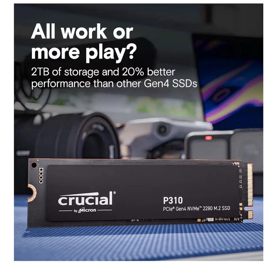 Crucial P310 2TB SSD M.2 2280 NVMe PCIe Gen4, Up to 7,100MB/s, Laptop&Desktop PC - Image 3 of 4