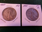 2 - 90% Silver, Walking Liberty Half Dollars in Circulated Condition! (1940 VG)