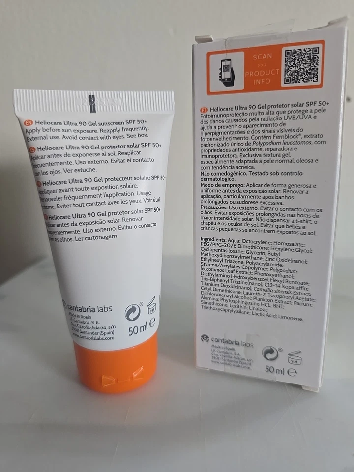 Heliocare Ultra 90 Protector Solar Gel Protección Solar FPS 50+ Cantabria Labs UVA UVB Foto 3 de 4