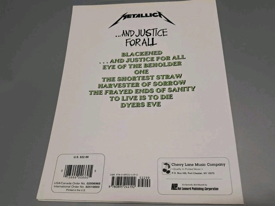 Guitar Tablature Book . Metallica and Justice for All. - Image 2 of 3