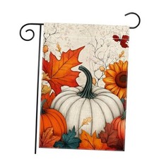 Fall Pumpkin Garden Flag 12x18 Inch Double Sided Thanksgiving Maple Leaves