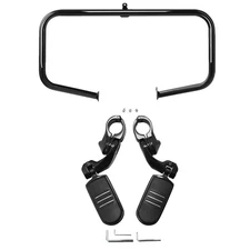 Black Highway Engine Guard Crash Bar Foot Pegs Fit For Harley Touring 2009-2025
