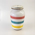 Vtg Fire King Anchor Hocking Colonial Band Stripe Salt Shaker w/ Original Lid