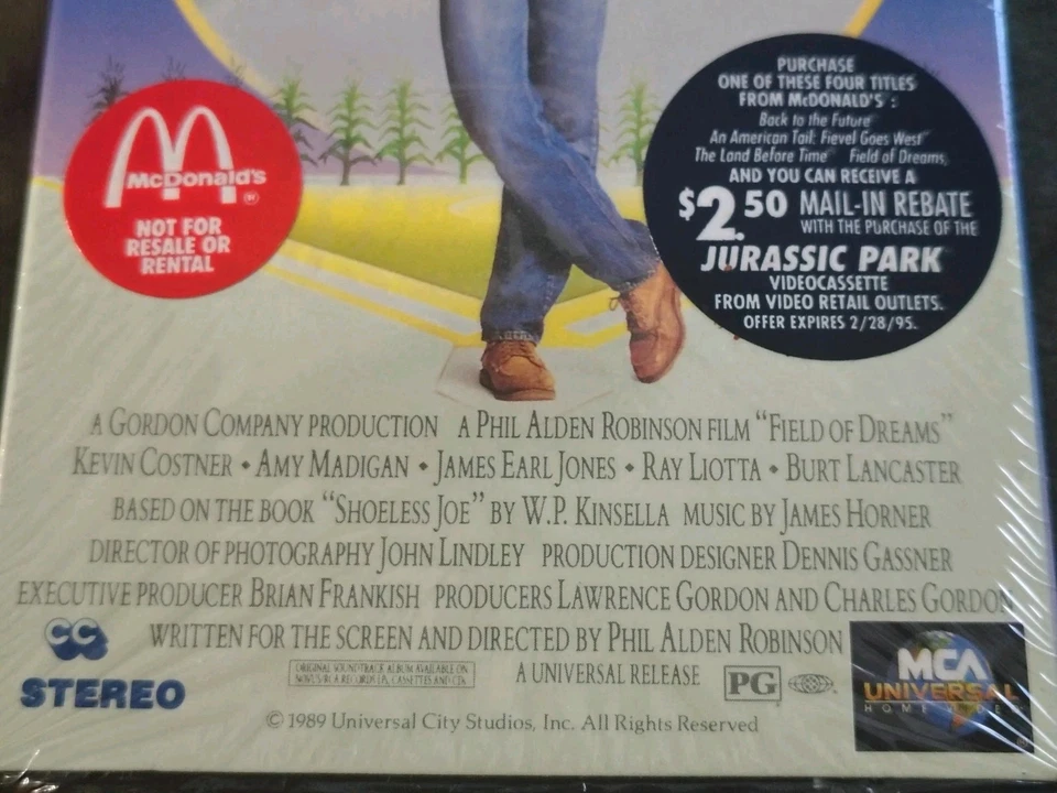 Field Of Dreams McDonald’s Promo Version Vintage VHS 1989 Kevin Costner New - Image 4 of 4