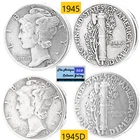 2 Vintage 1945⌛US  Mint WW II Silver Mercury Dimes🪙As Depicted🪙P&D