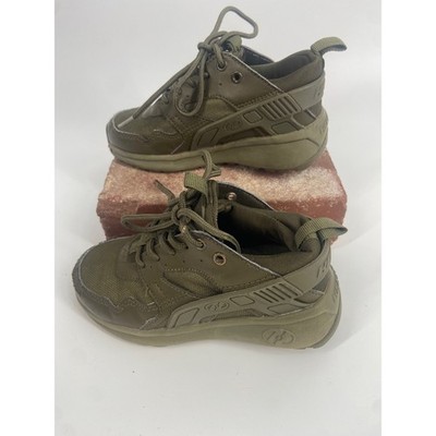 Heelys Force Kids Youth Size 13 Triple Green Lace Up Wheeled Rare Sneakers Shoes