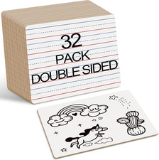Dry Erase Boards 32 Pack, Double Sided Small Whiteboards with Lines for Kids, St